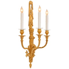 Pair Of French 19th Century Louis XVI St. Napoleon III Period Ormolu Sconces