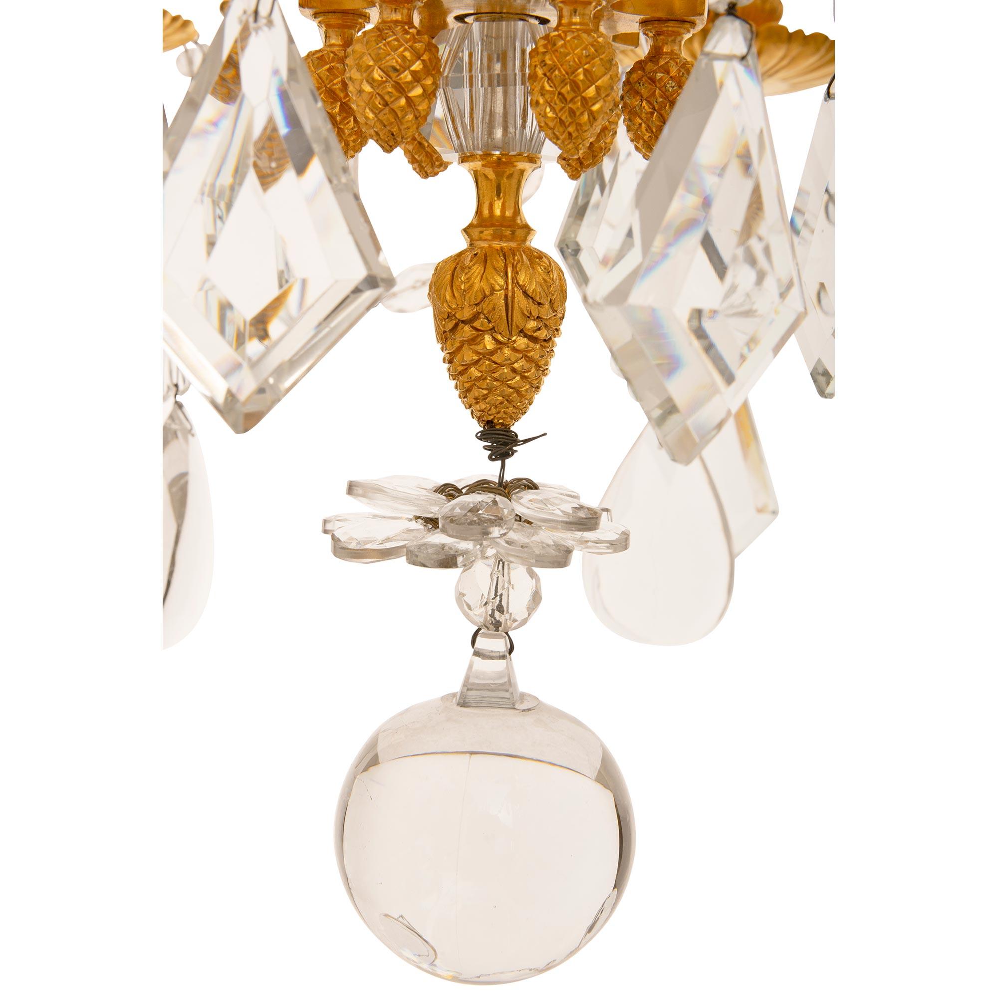 pair of French 19th century Louis XVI st Ormolu and Baccarat Crystal chandeliers For Sale 3