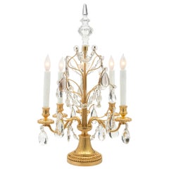 Pair of French 19th Century Louis XVI St. Ormolu and Baccarat Crystal Girandoles