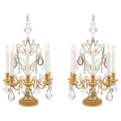 Pair of French 19th Century Louis XVI St. Ormolu and Baccarat Crystal Girandoles