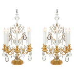 Antique Pair of French 19th Century Louis XVI St. Ormolu and Baccarat Crystal Girandoles