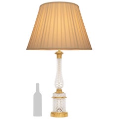 Pair of French 19th century Louis XVI st. Ormolu and Baccarat Crystal lamps