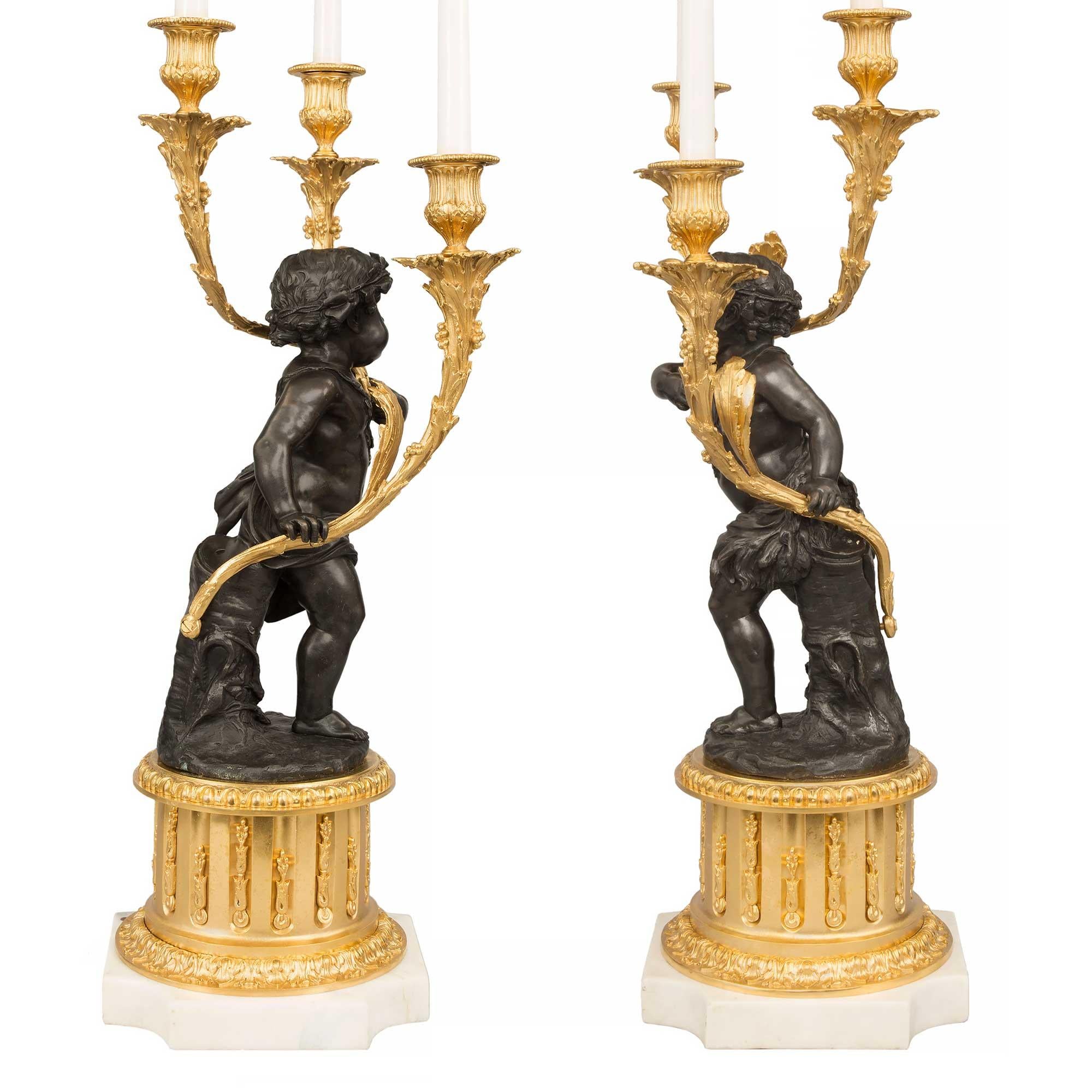 Pair of French 19th Century Louis XVI St. Ormolu and Bronze Candelabras In Good Condition For Sale In West Palm Beach, FL