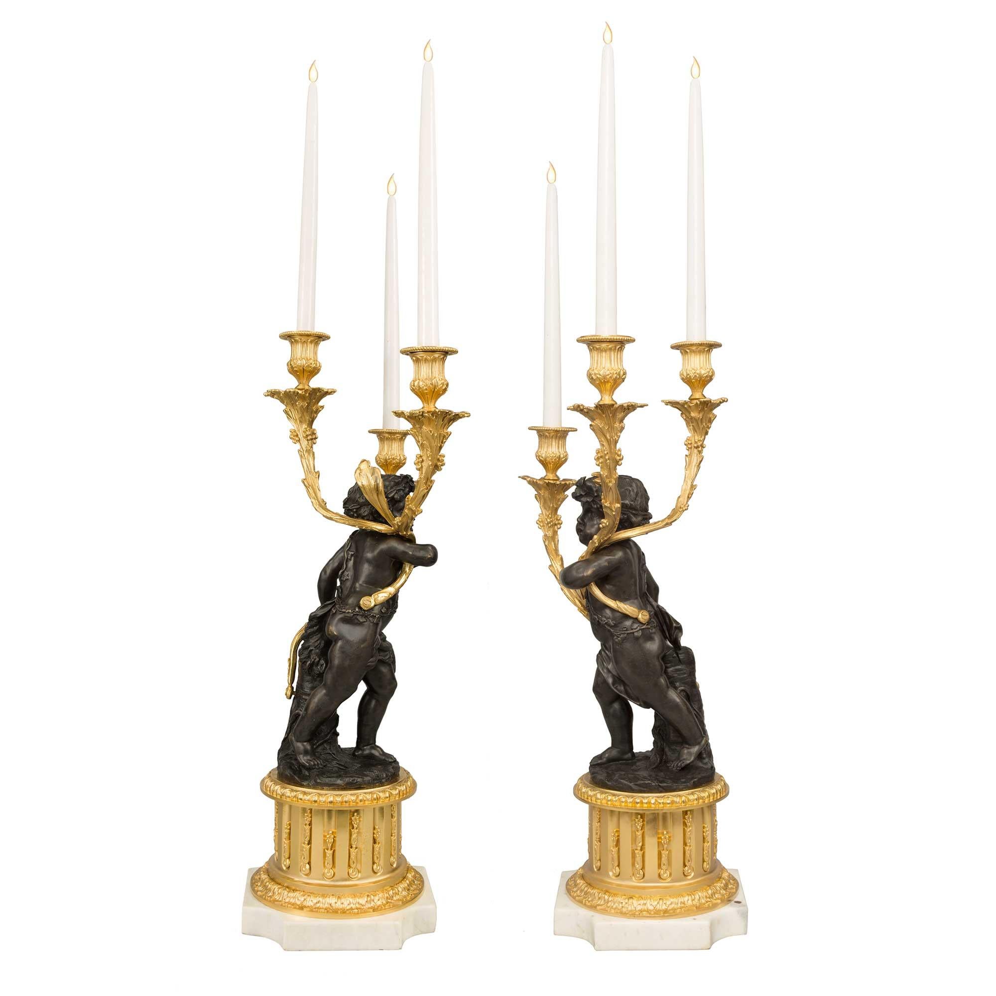 Pair of French 19th Century Louis XVI St. Ormolu and Bronze Candelabras For Sale 1