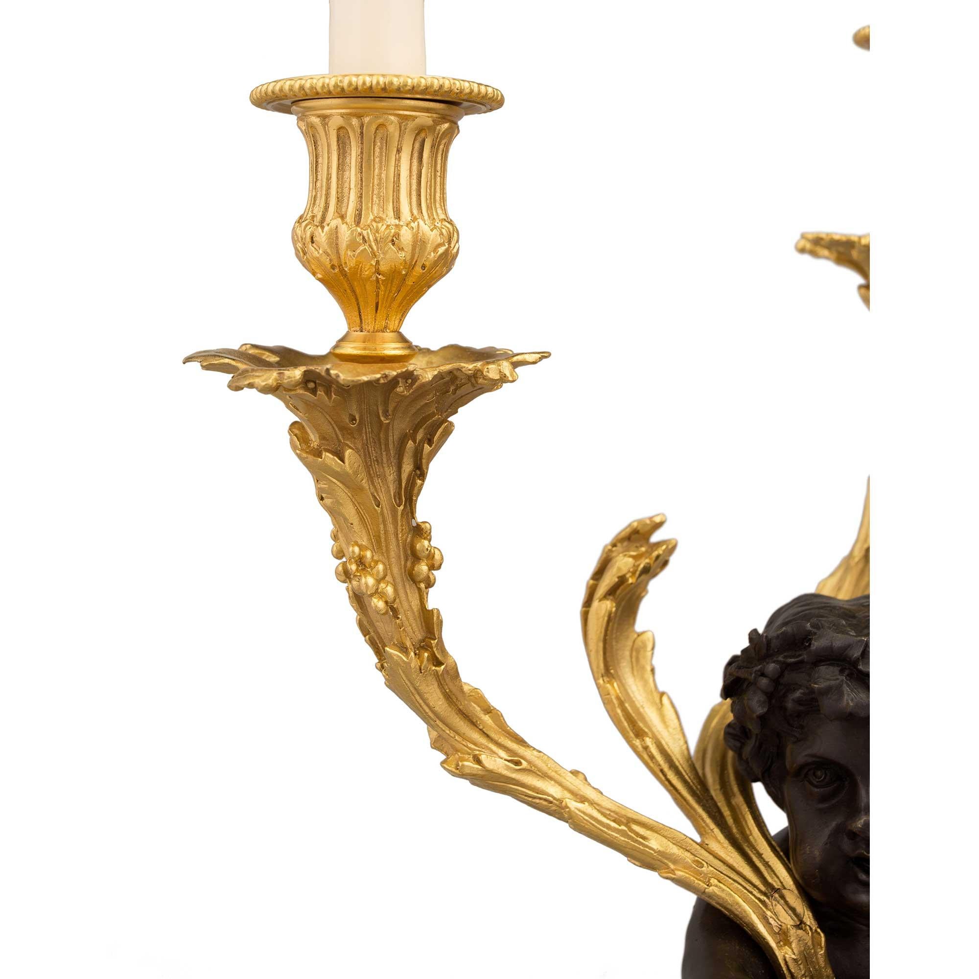 Pair of French 19th Century Louis XVI St. Ormolu and Bronze Candelabras For Sale 2
