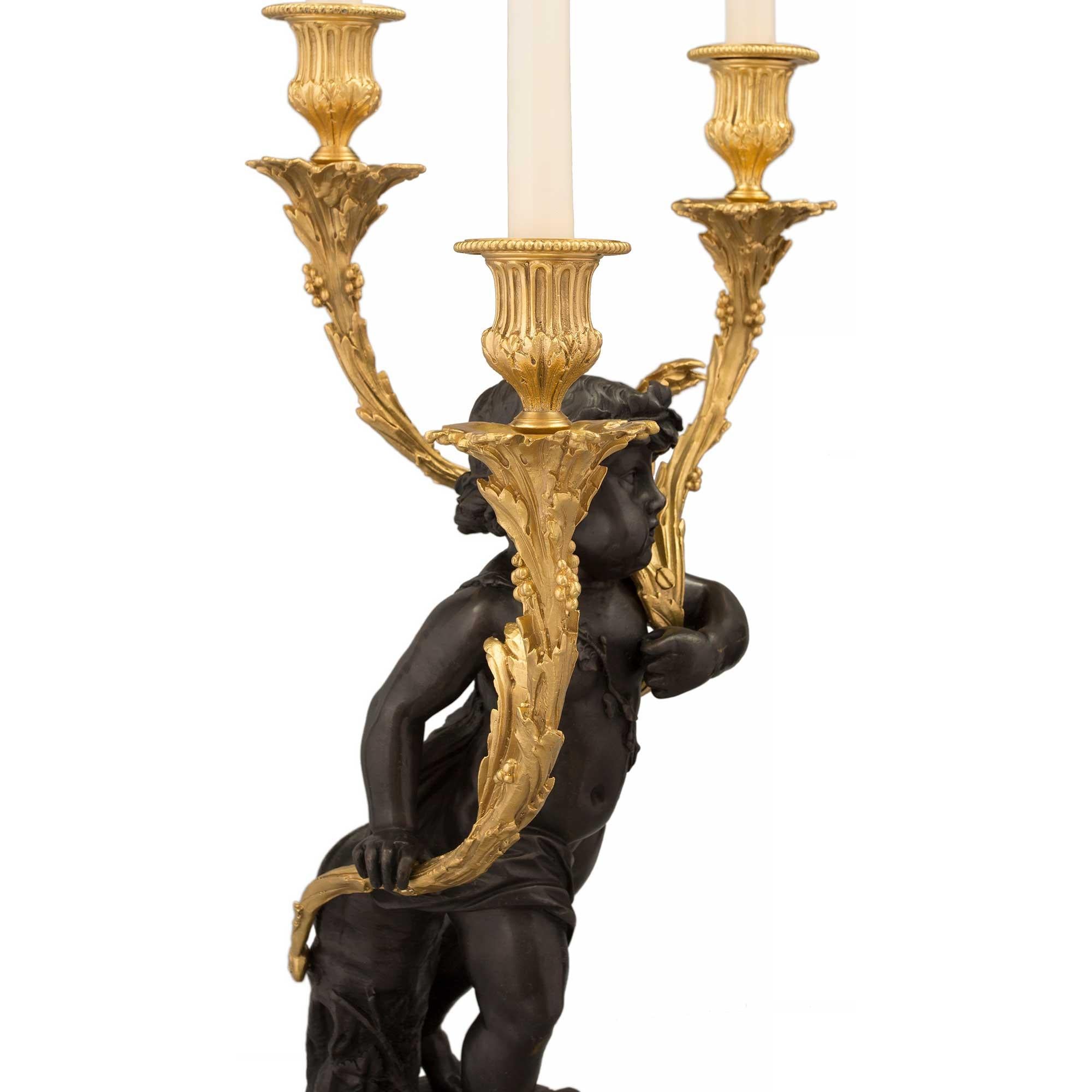 Pair of French 19th Century Louis XVI St. Ormolu and Bronze Candelabras For Sale 3