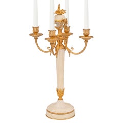 Pair of French 19th Century Louis XVI St. Ormolu and Marble Candelabras