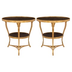 Pair of French 19th Century Louis XVI St. Ormolu and Marble Guéridon Side Tables