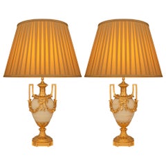 Pair Of French 19th Century Louis XVI St. Ormolu And Onyx Lamps