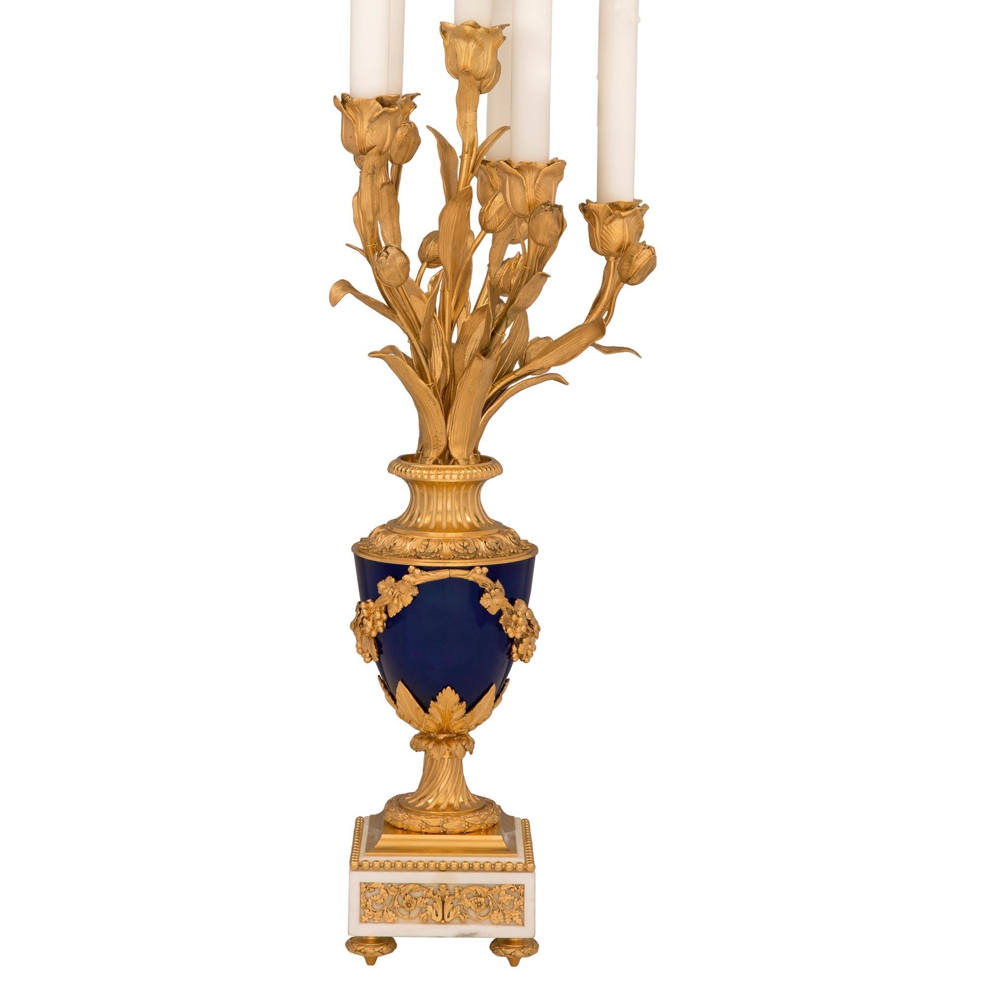 Pair of French 19th Century Louis XVI St. Ormolu and Sèvres Porcelain Lamps In Good Condition In West Palm Beach, FL