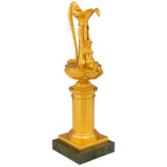 Pair Of French 19th Century Louis XVI St. Ormolu And Verde Indio Marble Ewers