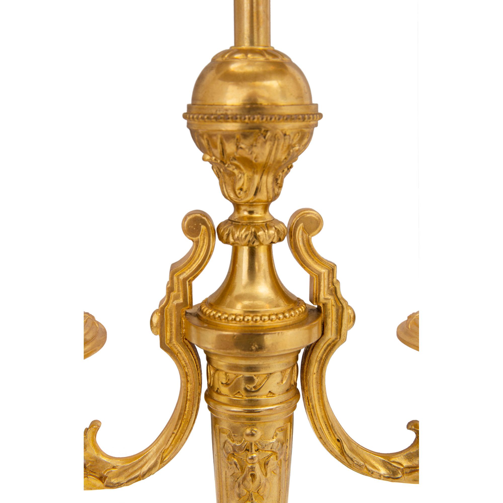 Pair of French 19th Century Louis XVI St. Ormolu Bouillotte Lamps For Sale 2