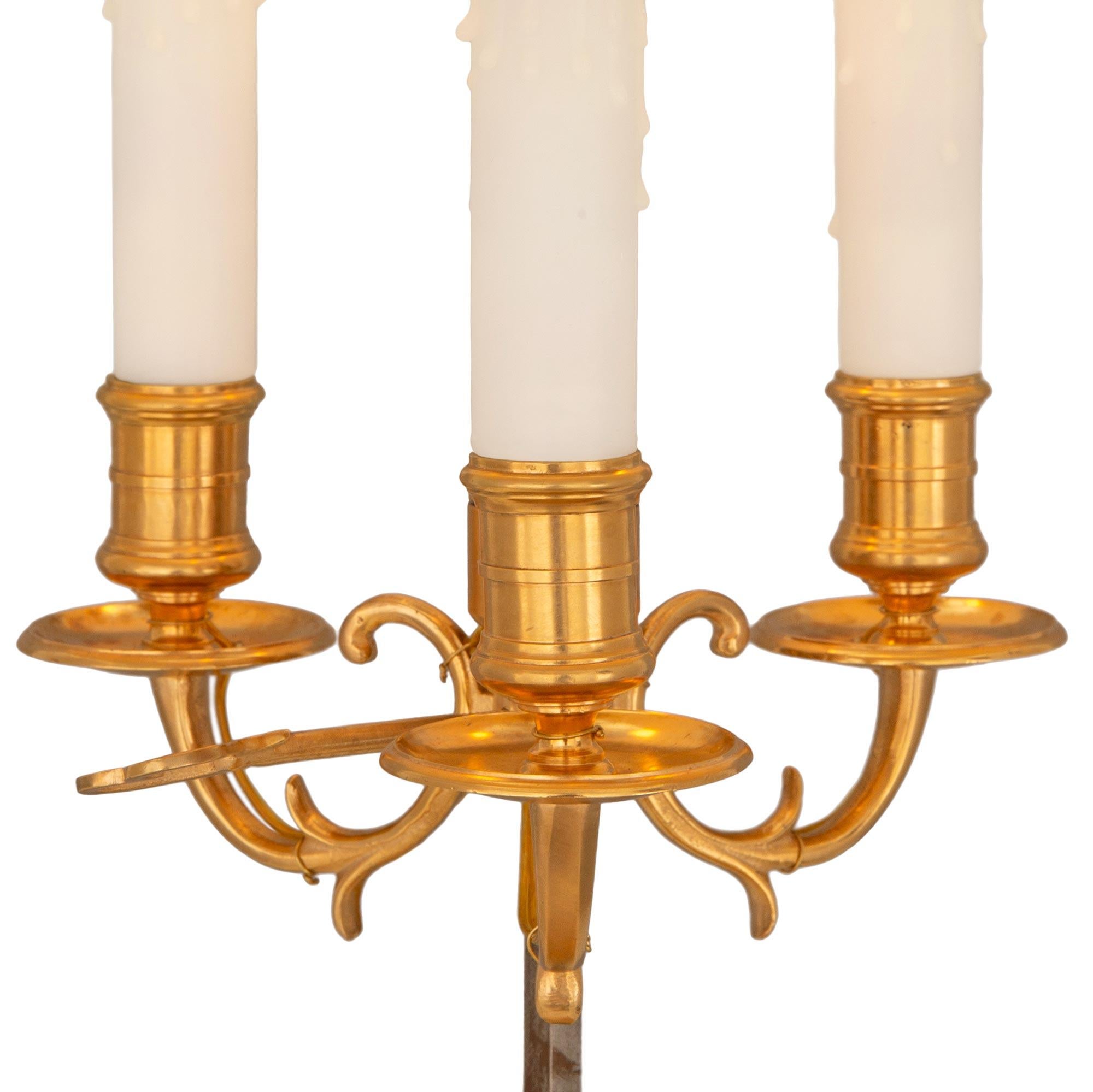 Pair of French 19th Century Louis XVI St. Ormolu Bouillotte Lamps For Sale 1