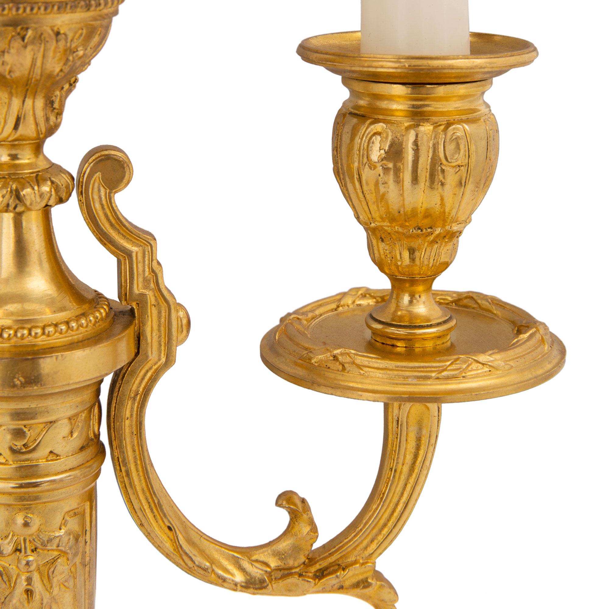 Pair of French 19th Century Louis XVI St. Ormolu Bouillotte Lamps For Sale 3