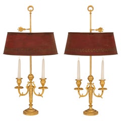 Pair of French 19th Century Louis XVI St. Ormolu Bouillotte Lamps