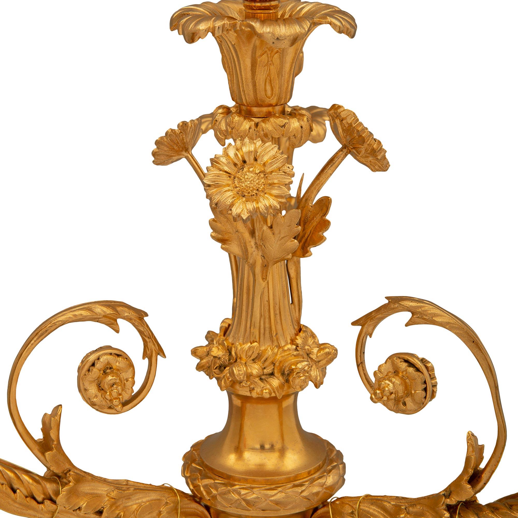 Pair of French 19th Century Louis XVI St. Ormolu Candelabra Lamps For Sale 2