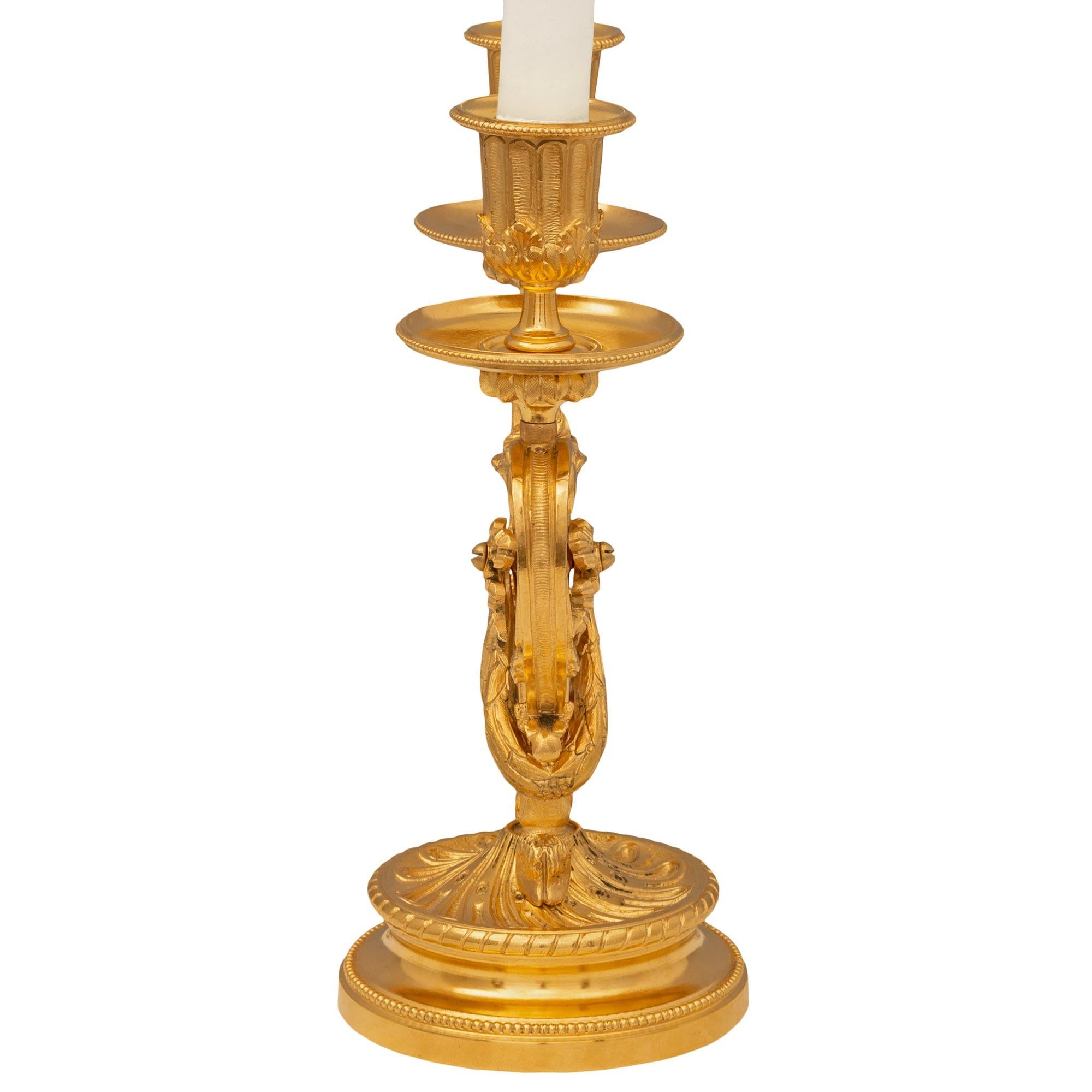 Pair Of French 19th Century Louis XVI St. Ormolu Candelabras In Good Condition For Sale In West Palm Beach, FL