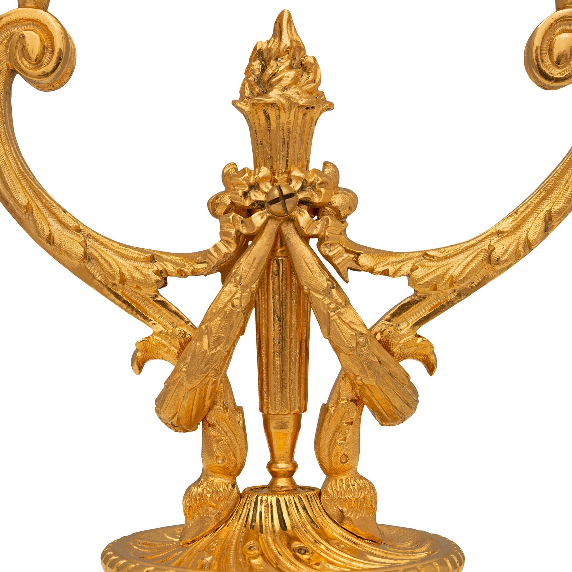 Pair Of French 19th Century Louis XVI St. Ormolu Candelabras For Sale 1