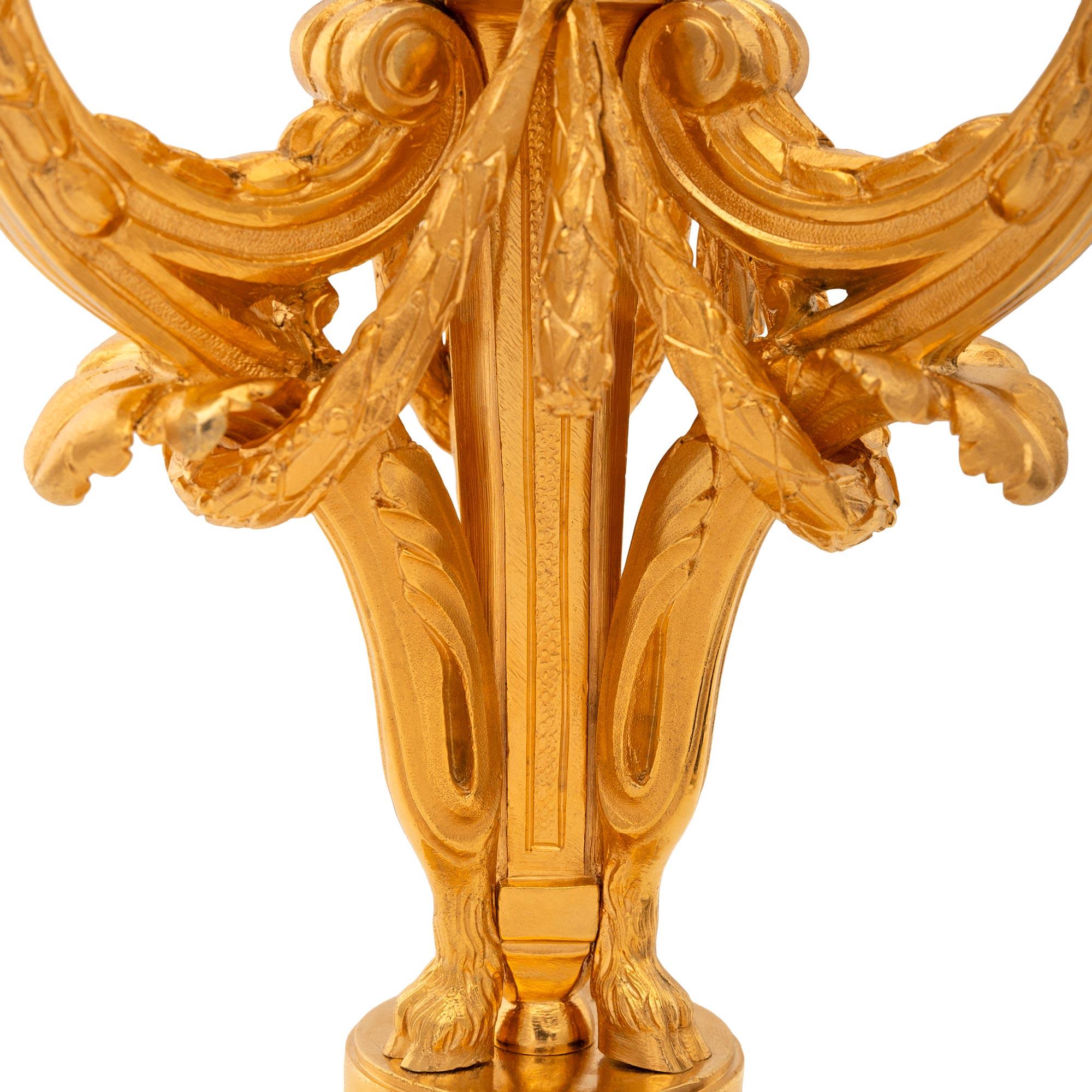 pair of French 19th century Louis XVI st. Ormolu candelabras For Sale 2