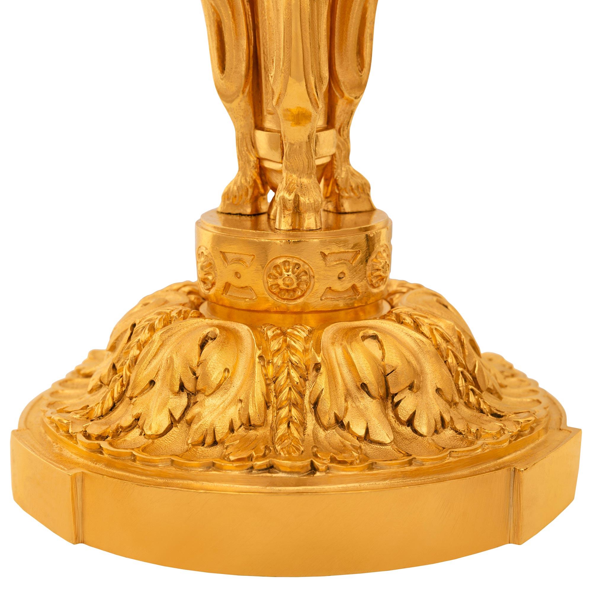pair of French 19th century Louis XVI st. Ormolu candelabras For Sale 3