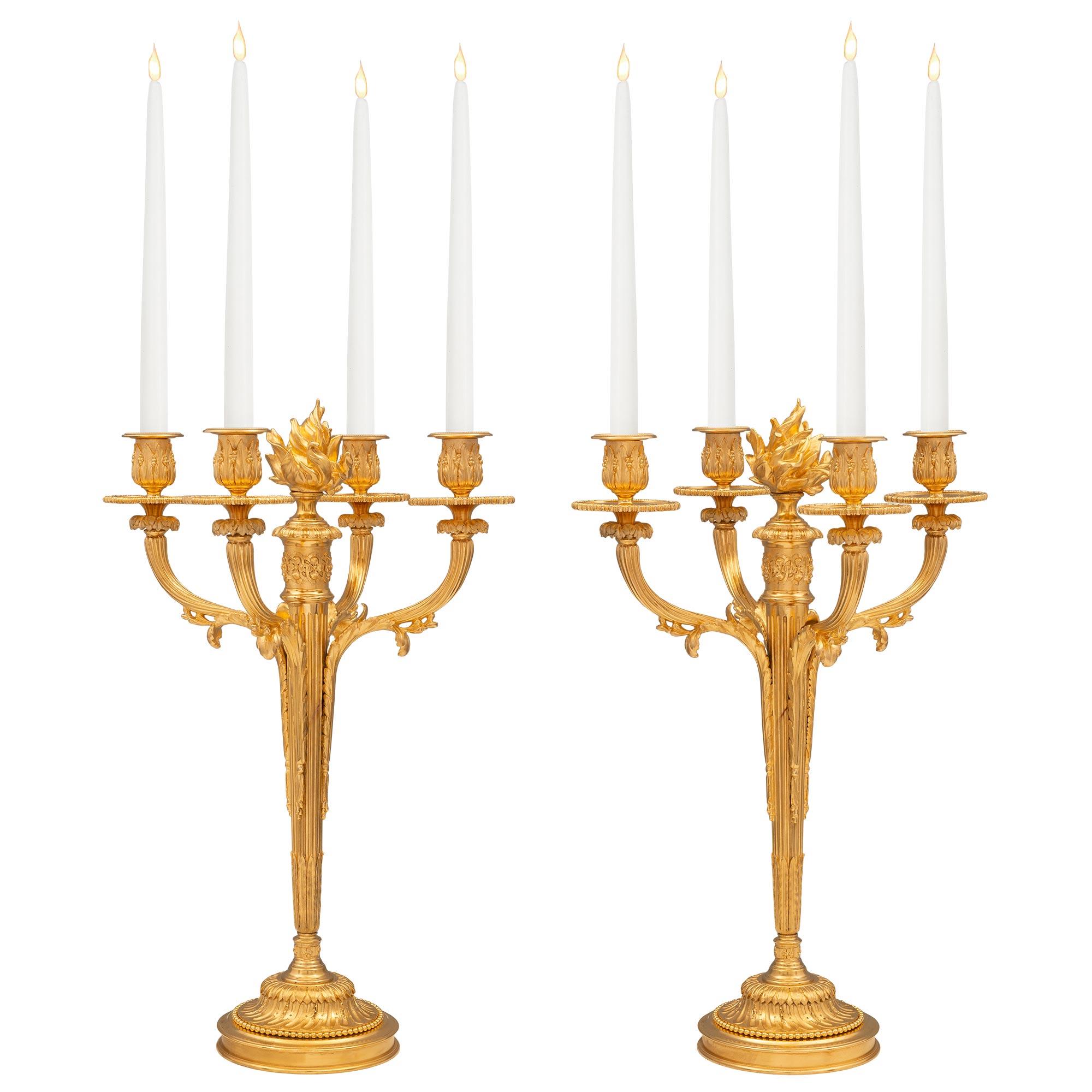 Pair Of French 19th Century Louis XVI St. Ormolu Candelabras For Sale 5