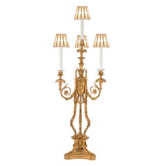 Coppia di candelabri francesi del XIX secolo in stile Luigi XVI Ormolu