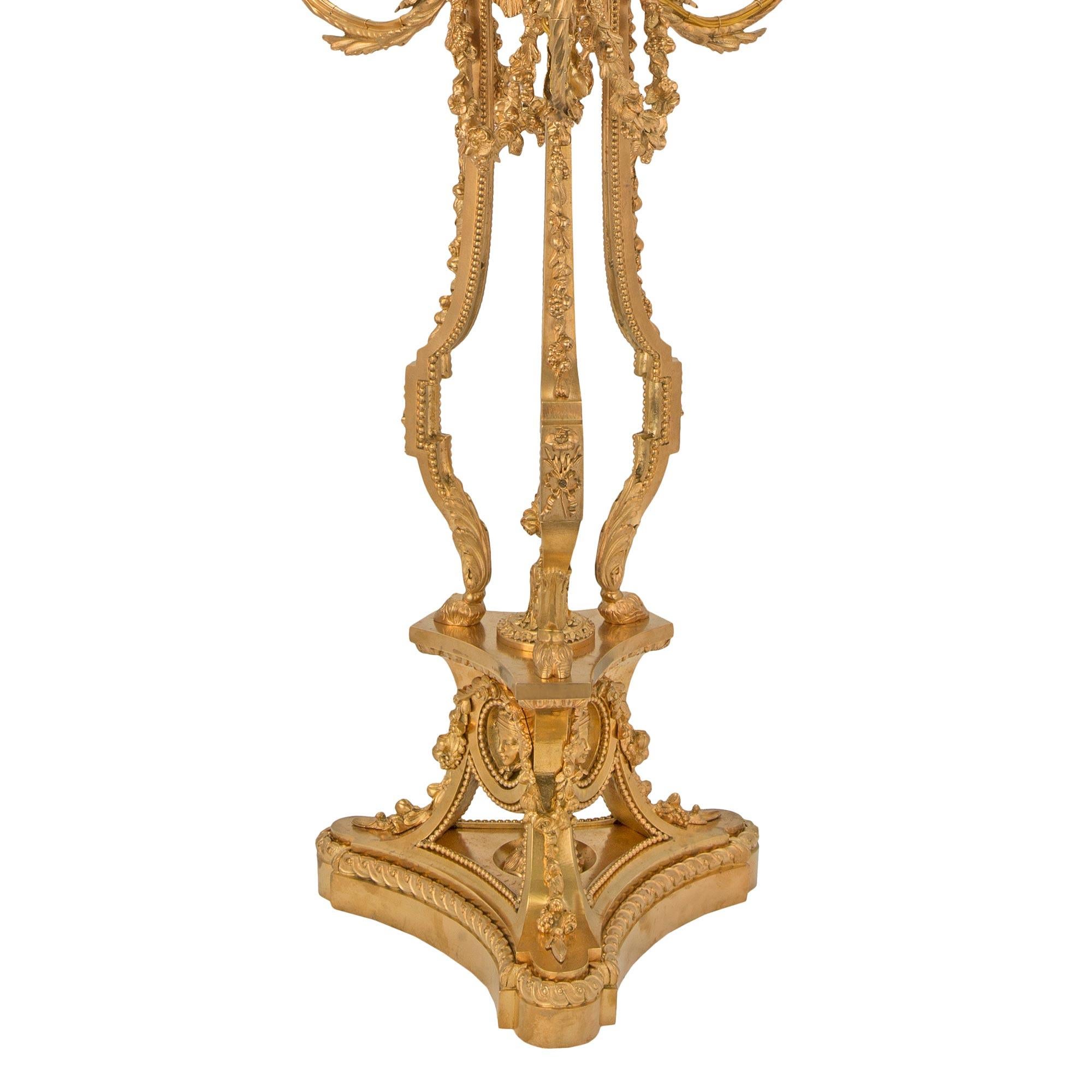 Pair of French 19th Century Louis XVI St. Ormolu Candelabras Lamps For Sale 2