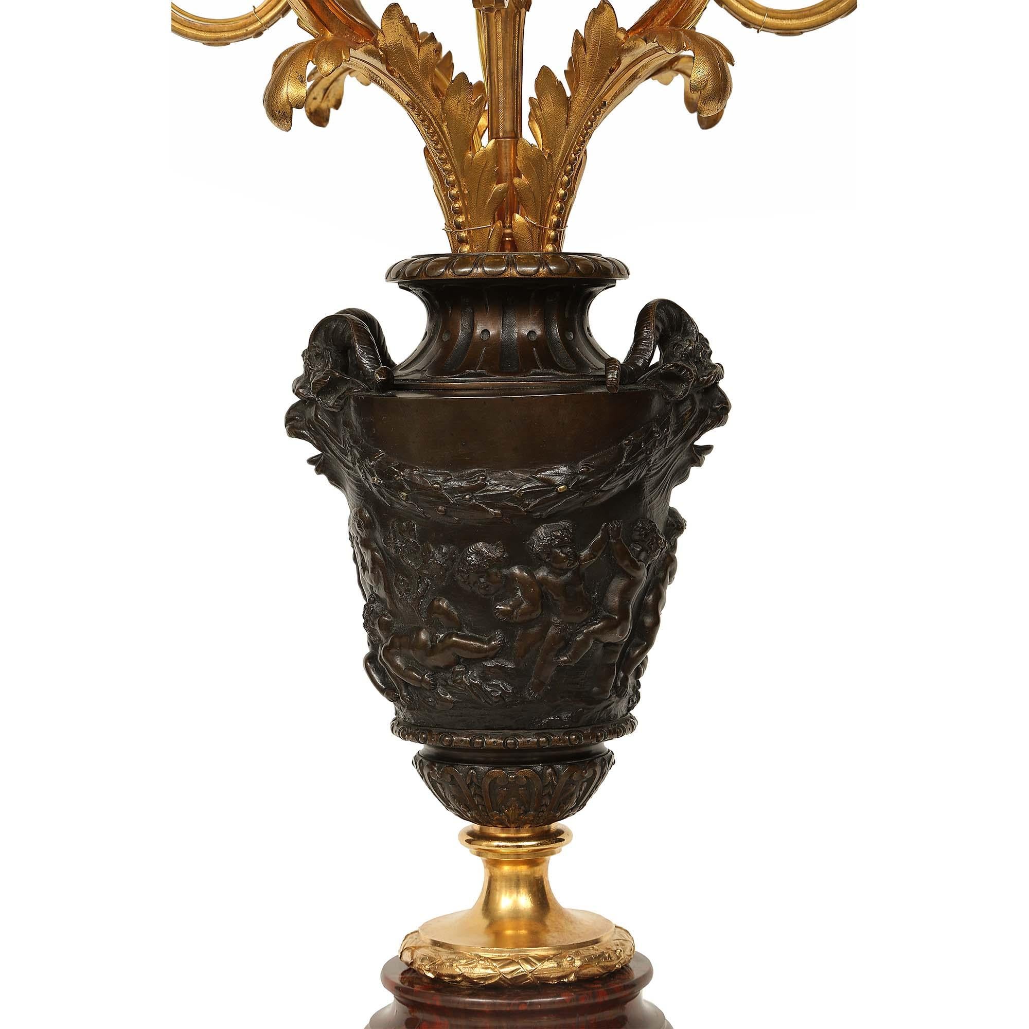 Pair Of French 19th Century Louis XVI St. Ormolu Candelabras Lamps For Sale 2