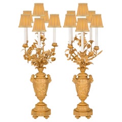 Pair of French 19th Century Louis XVI St. Ormolu Candelabras Lamps