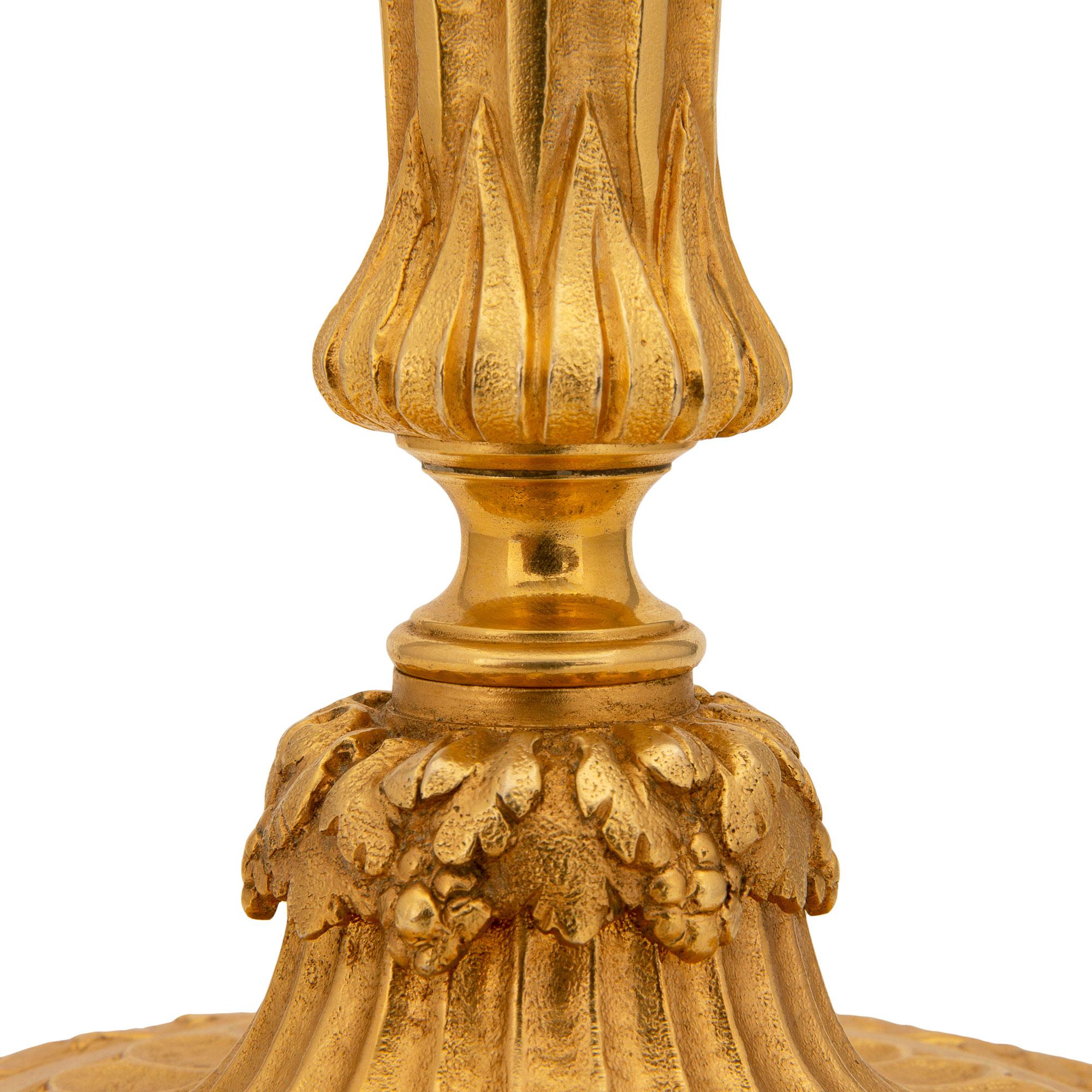 Pair of French 19th Century Louis XVI St. Ormolu Candlesticks For Sale 2