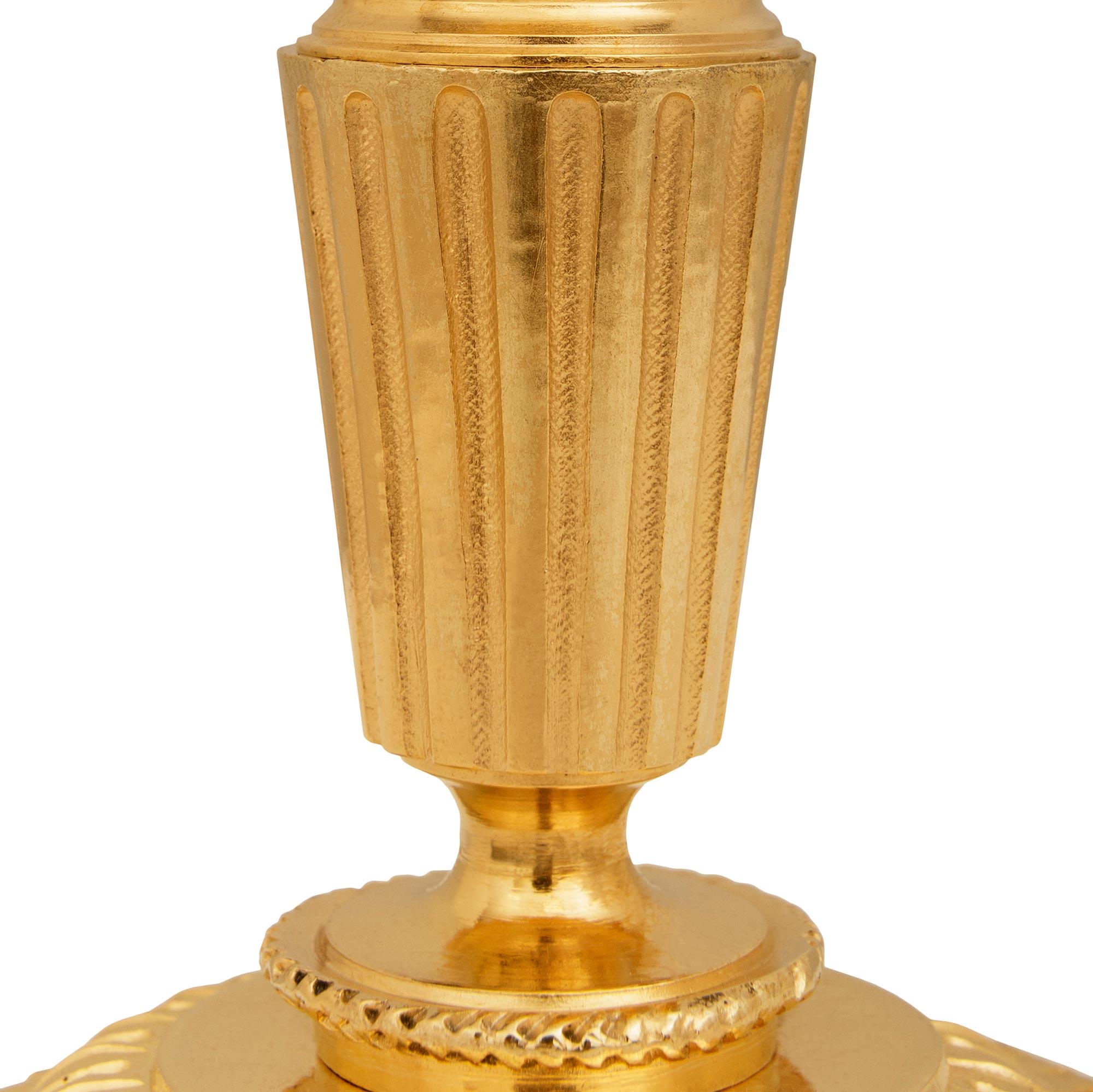 pair of French 19th century Louis XVI st. Ormolu cassolette candlesticks For Sale 2