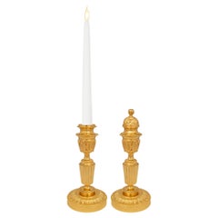 Antique pair of French 19th century Louis XVI st. Ormolu cassolette candlesticks