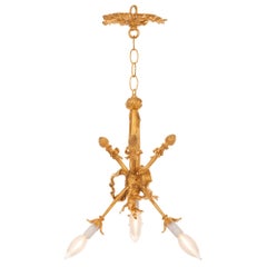 Pair of French 19th Century Louis XVI St. Ormolu Chandeliers