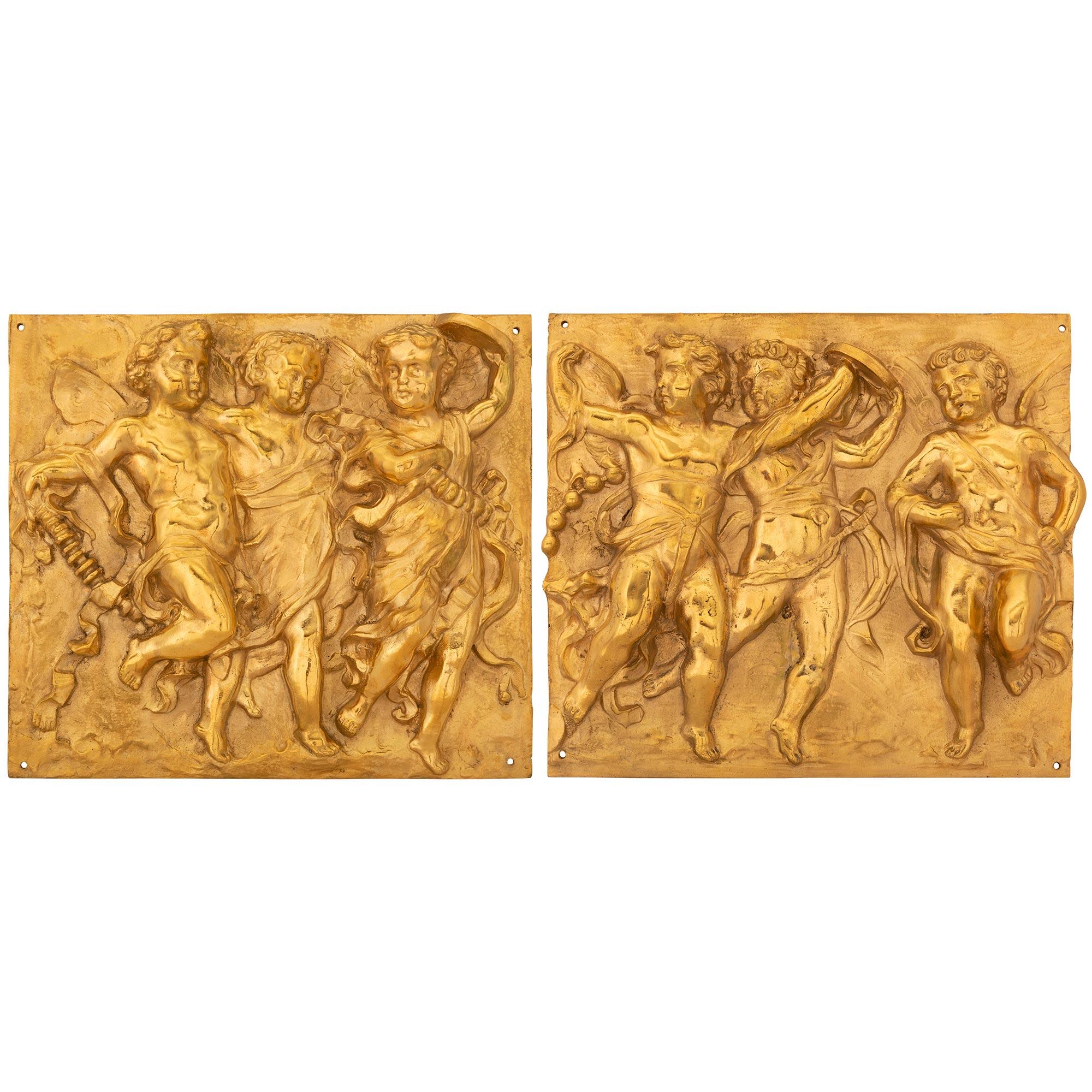 Pair of French 19th Century Louis XVI St. Ormolu Decorative Wall Plaques For Sale 5