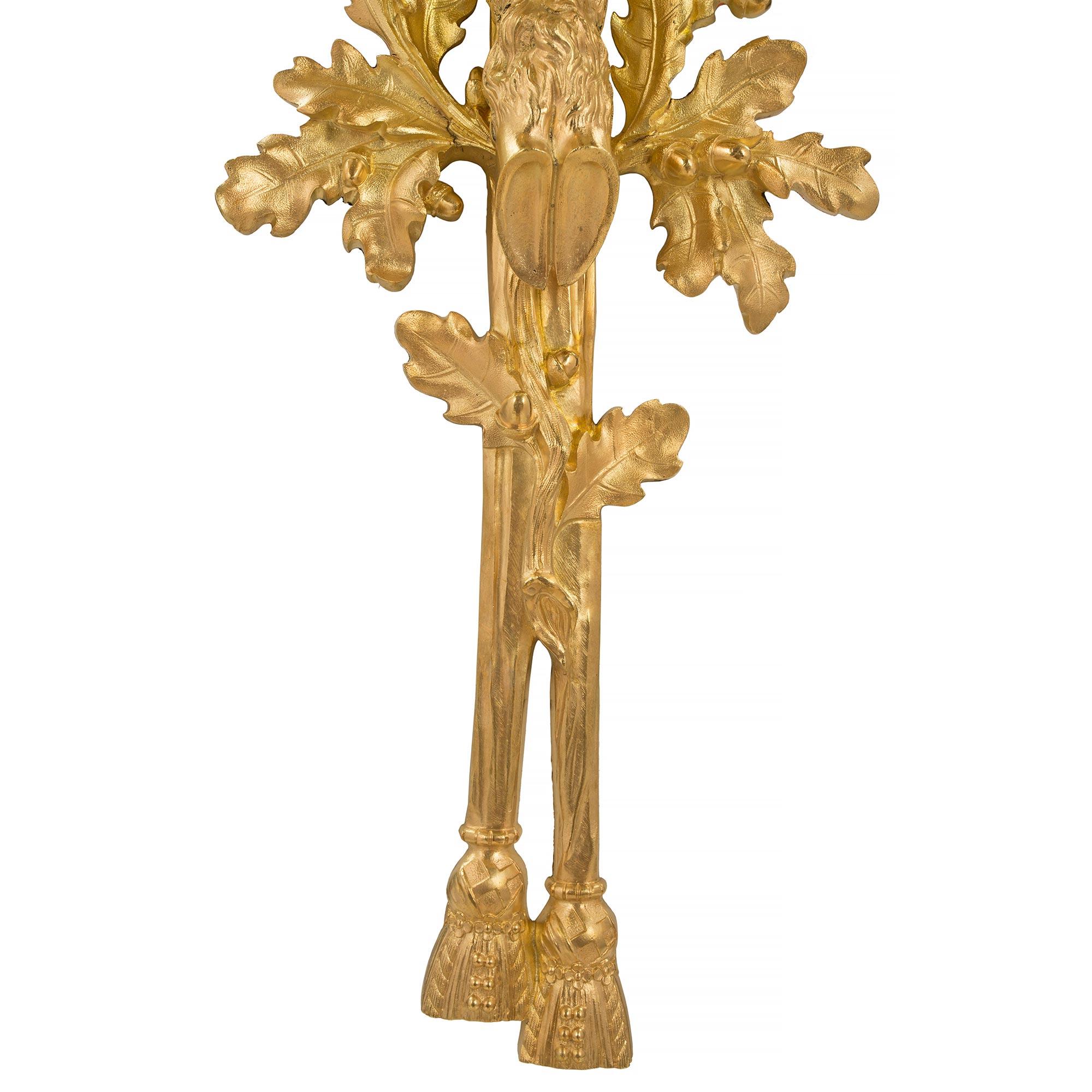 Pair of French 19th Century Louis XVI St. Ormolu Five-Arm Sconces For Sale 5