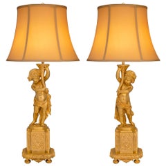 Pair of French 19th Century Louis XVI St. Ormolu Lamps