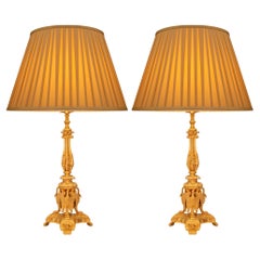 pair of French 19th century Louis XVI st. Ormolu lamps
