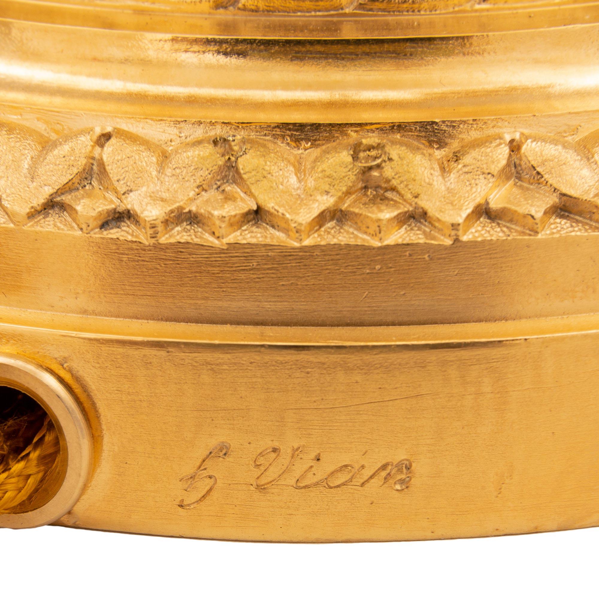Coppia di lampade francesi del XIX secolo in stile Luigi XVI con ormeggio, firmate Vian in vendita 4