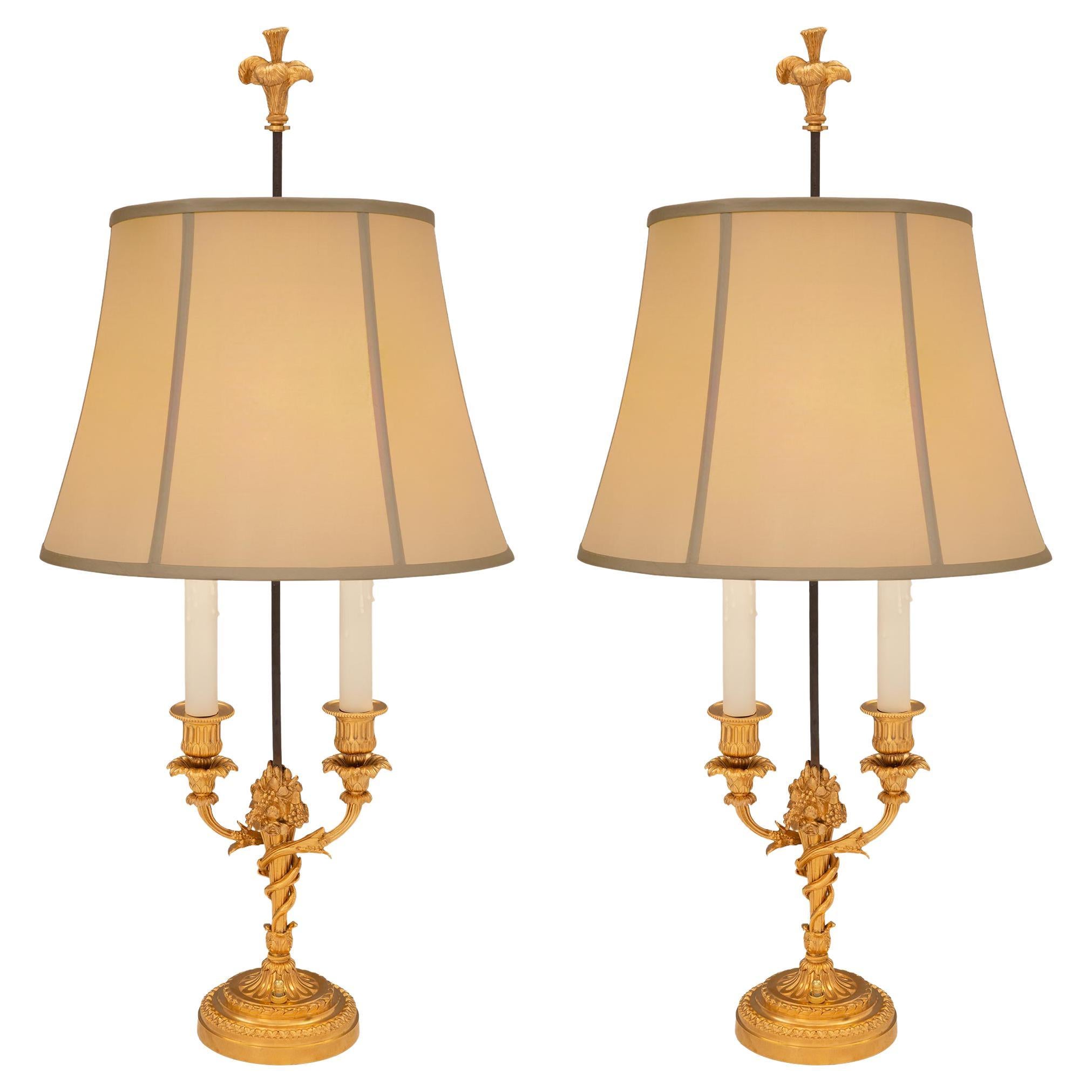 Pair of French 19th Century Louis XVI St. Ormolu Lamps, Signed Vian For Sale