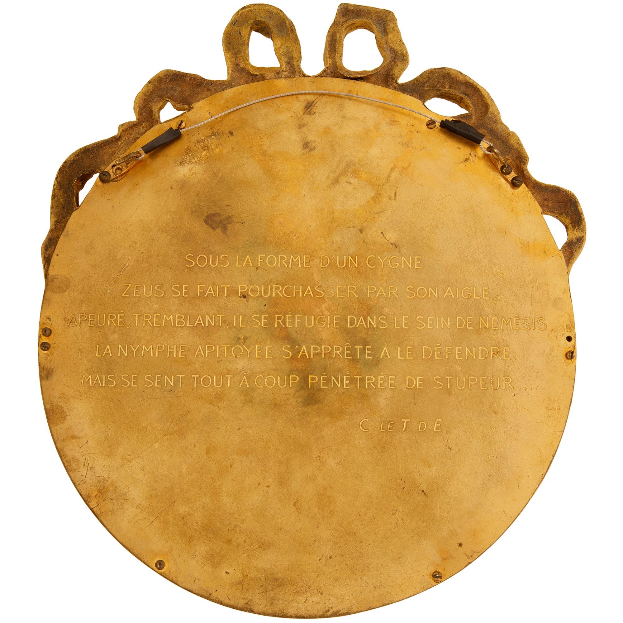 Paire de plaques en bronze doré de style Louis XVI du XIXe siècle en vente 3