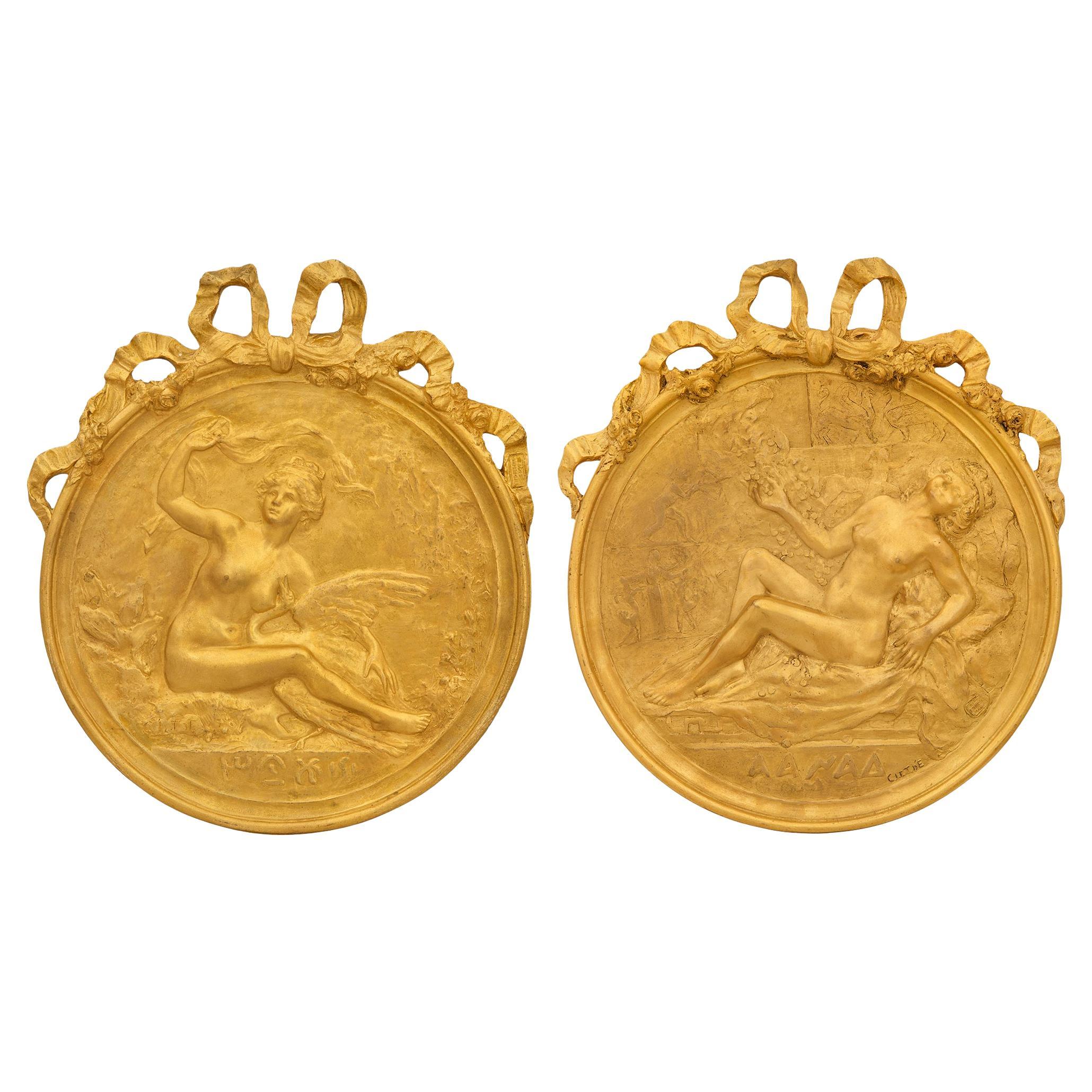 pair of French 19th century Louis XVI st. Ormolu plaques