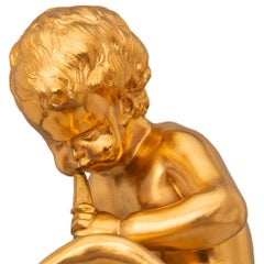 Pair Of French 19th Century Louis XVI St. Ormolu & Rouge Griotte Marble Statues