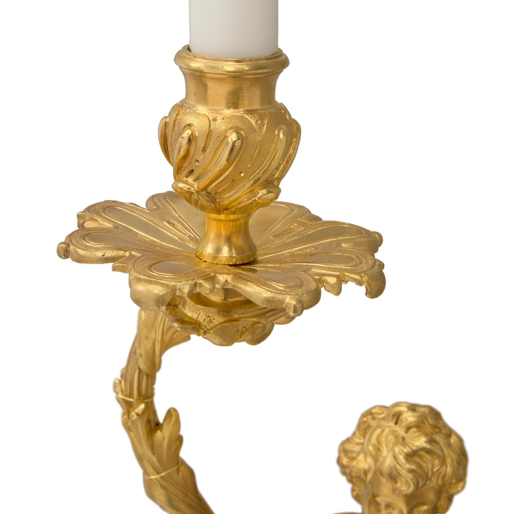 Pair of French 19th Century Louis XVI St. Ormolu Sconces, Attr. to Henry Dasson For Sale 2