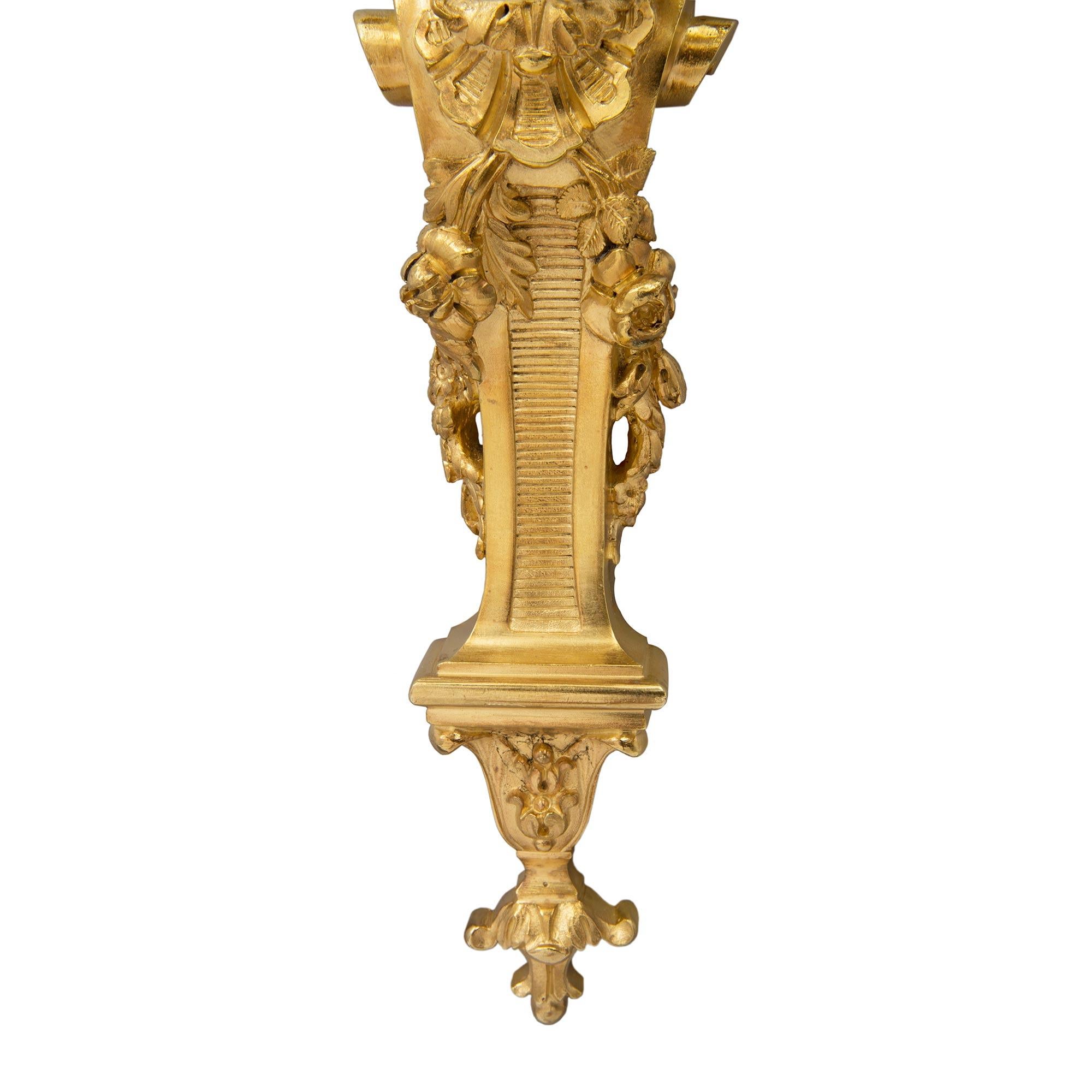 Pair of French 19th Century Louis XVI St. Ormolu Sconces, Attr. to Henry Dasson For Sale 4