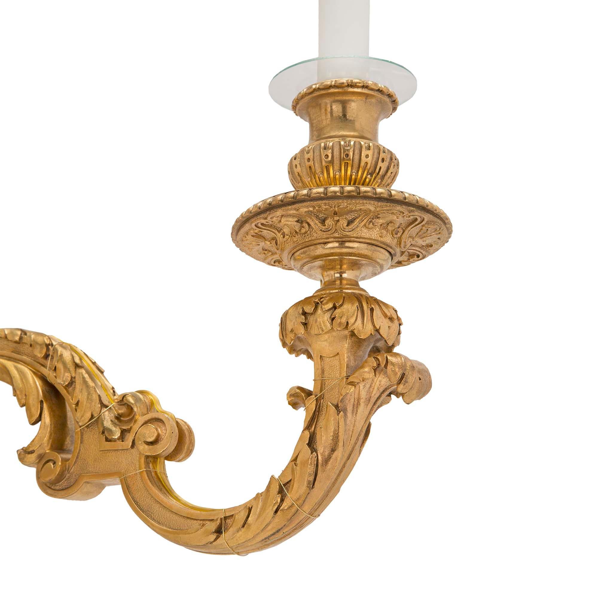 Pair of French 19th Century Louis XVI St. Ormolu Sconces For Sale 2