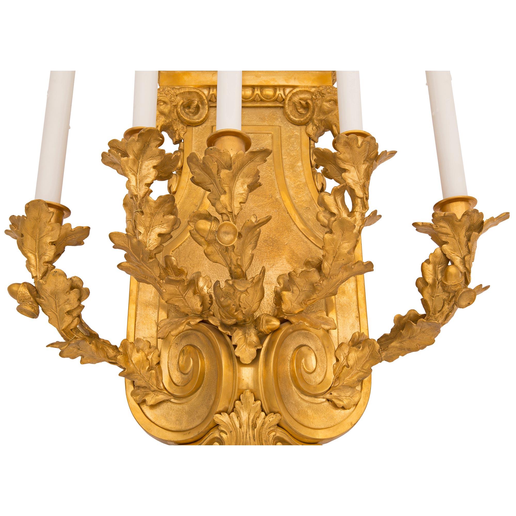 Pair of French 19th Century Louis XVI St. Ormolu Sconces For Sale 2