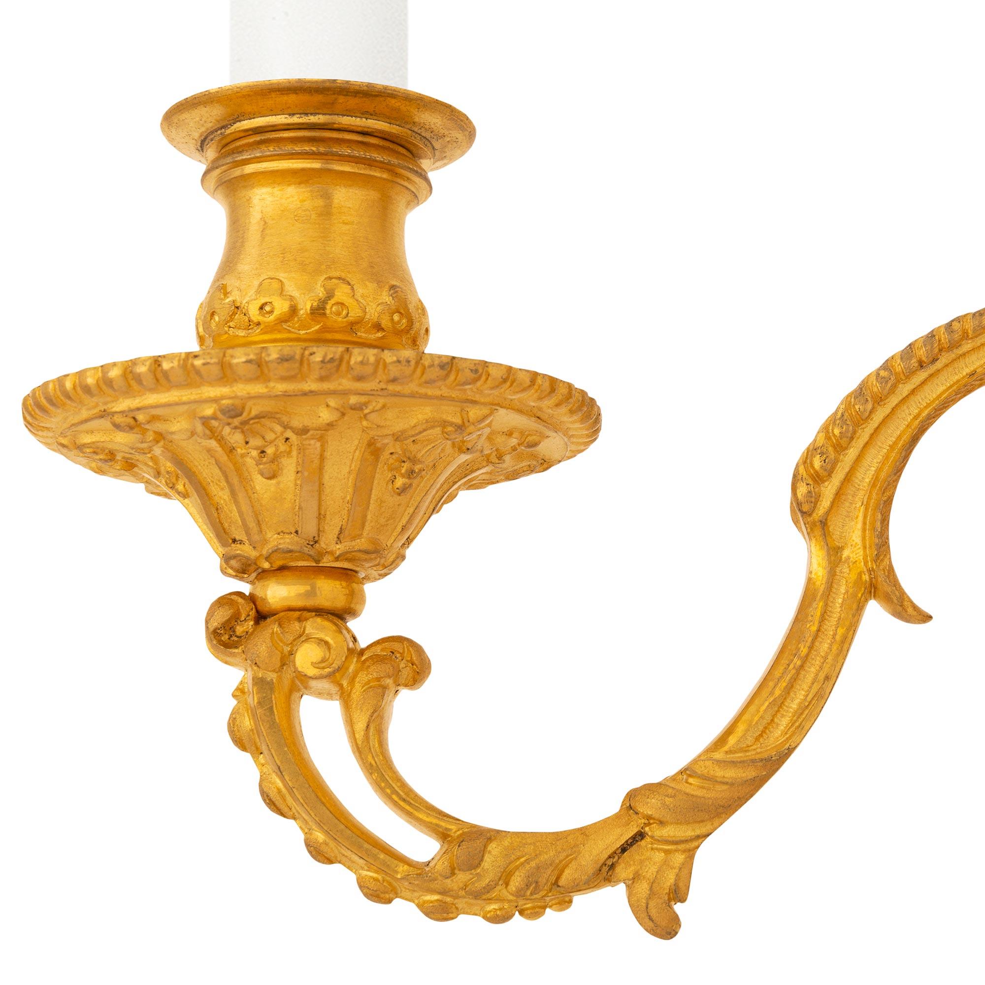 Pair Of French 19th Century Louis XVI St. Ormolu Sconces For Sale 3