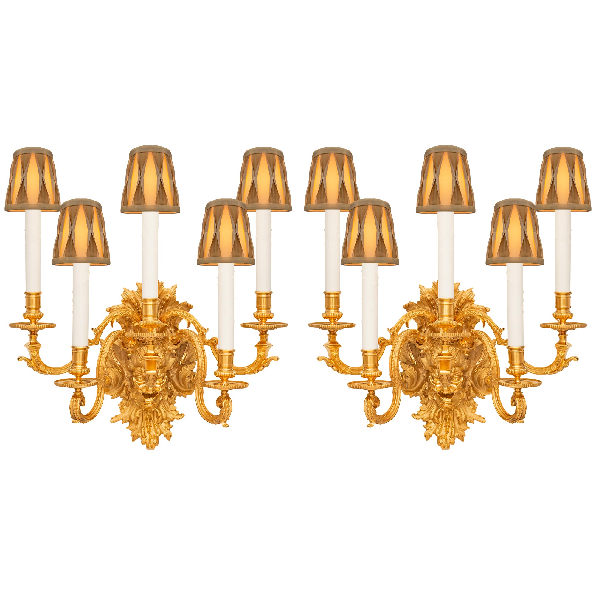 Pair Of French 19th Century Louis XVI St. Ormolu Sconces For Sale