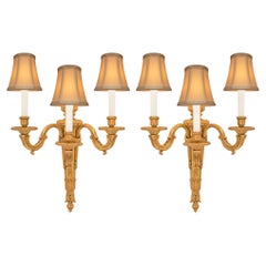 Pair of French 19th Century Louis XVI St. Ormolu Sconces