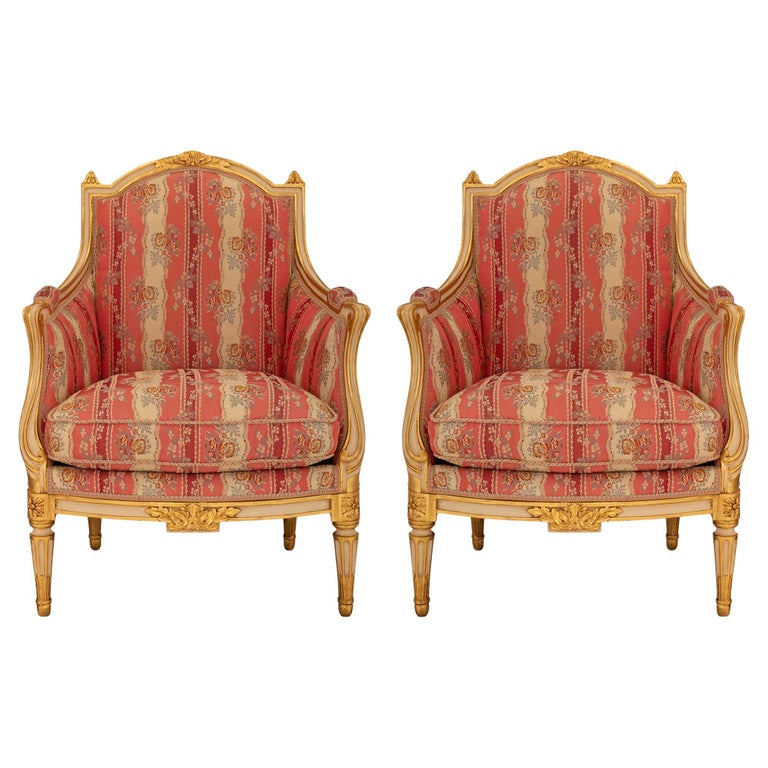 Pair of French 19th Century Louis XVI St. Patinated and Giltwood ...